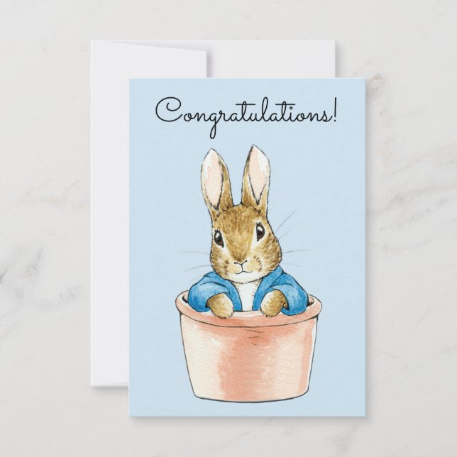 Conejo clásico en chaqueta azul Felicitaciones (Anverso)