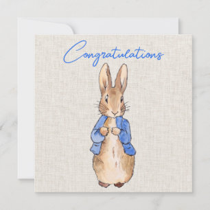Conejo clásico en chaqueta azul Felicitaciones