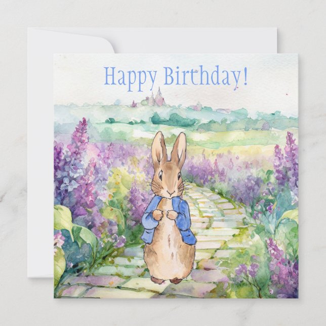Conejo Clásico Lavanda Feliz Cumpleaños (Anverso)