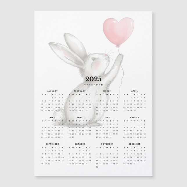 Conejo con calendario magnético de globos en forma (Anverso)