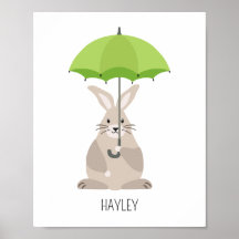 Conejo con paraguas nombre personalizado arte en l