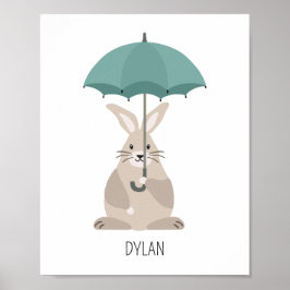 Conejo con paraguas nombre personalizado arte en l
