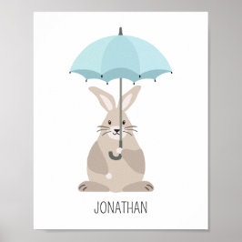 Conejo con paraguas nombre personalizado arte en l