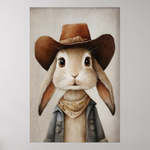 Conejo con sombrero de vaquero, arte de pared de c