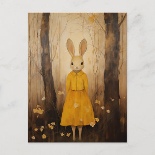 Conejo con un vestido amarillo en la postal del bo