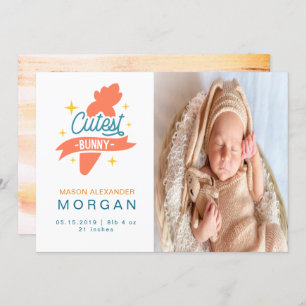 Conejo Cutest   Tarjeta de anuncio de nacimiento
