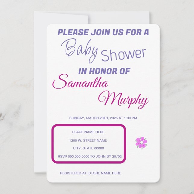 Conejo de bebés | Invitación de Baby Shower (Anverso)