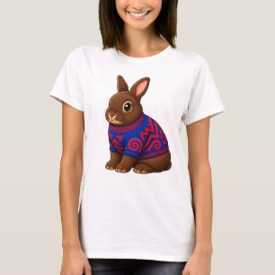 Conejo de chocolate en camiseta de suéter estampad