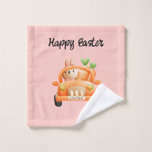 Conejo de chofer Feliz Pascua en rosa