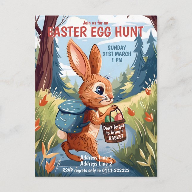 Conejo de conejo de pascua - Invitación a la caza  (Anverso)