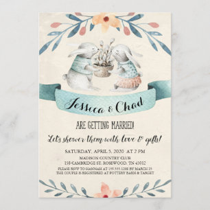 Conejo de conejo dulce Parejas Ducha Invitación