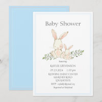 Conejo de Conejos Azul Invitación Baby Shower Mode