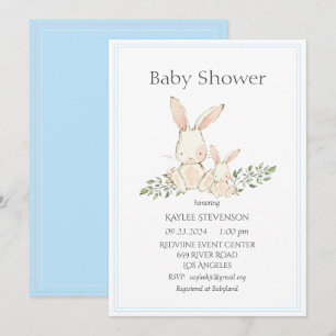 Conejo de Conejos Azul Invitación Baby Shower Mode