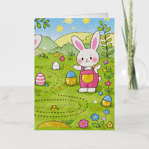 Conejo de dibujos animados sosteniendo una zanahor