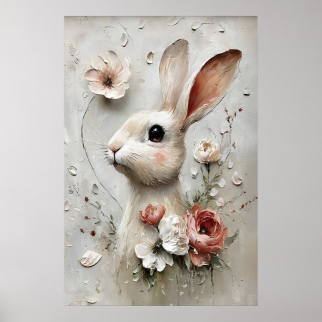 Conejo de Flor de Pascua, Impresión de conejo de p (Frente)