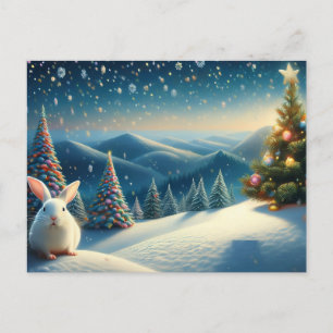 Conejo de Navidad con árbol de Navidad decorado
