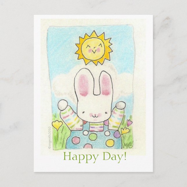 conejo de niños Feliz Día! postal (Anverso)