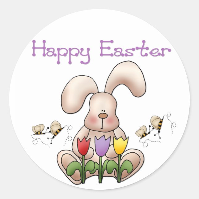 Conejo de Pascua 2 - Feliz Pegatina de Pascua (Anverso)