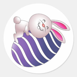 ¡Conejo de Pascua abrazando a pegatinas de huevo a