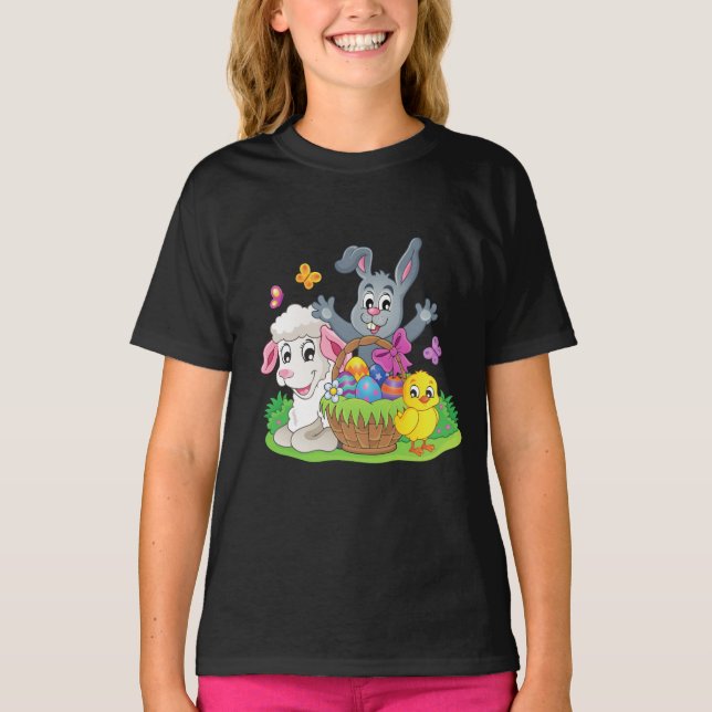 Conejo de Pascua, camiseta de chica del puzzle de  (Anverso)