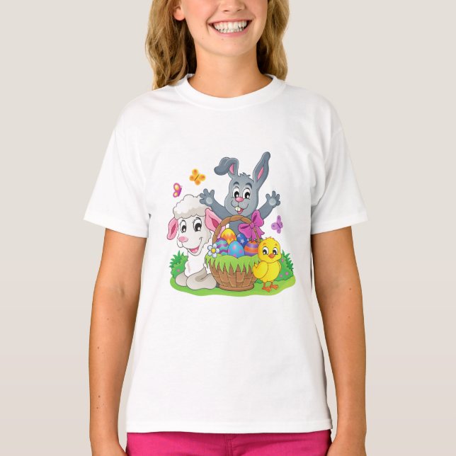Conejo de Pascua, camiseta de chica del puzzle de  (Anverso)