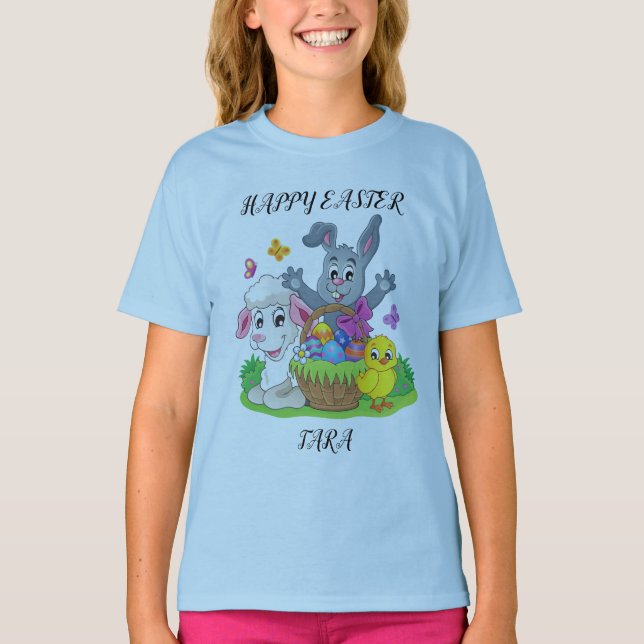 Conejo de Pascua, camiseta de chica del puzzle de  (Anverso)