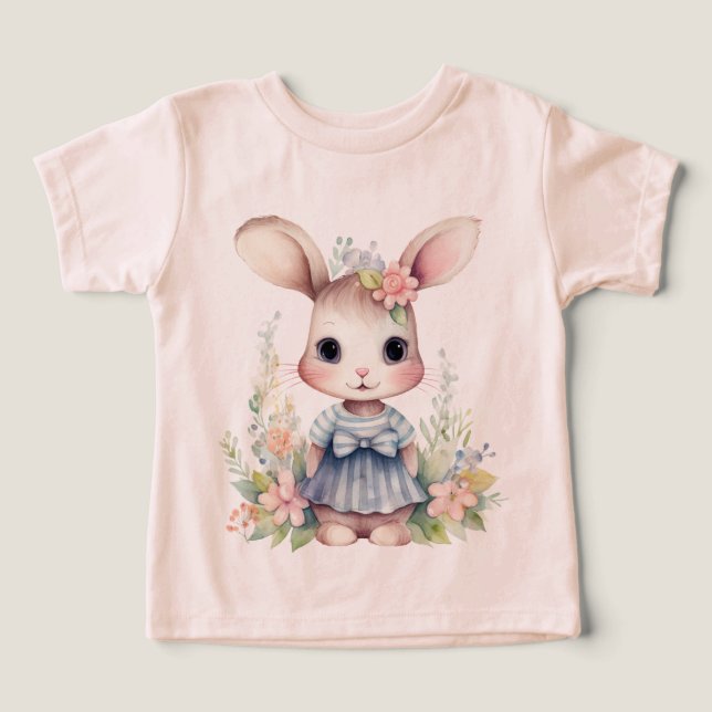 Conejo De Pascua chica Con Vestido Azul (Diseño delantero )