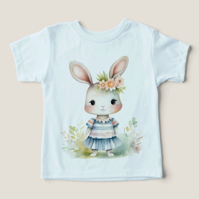 Conejo De Pascua chica Con Vestido Azul (Diseño delantero )