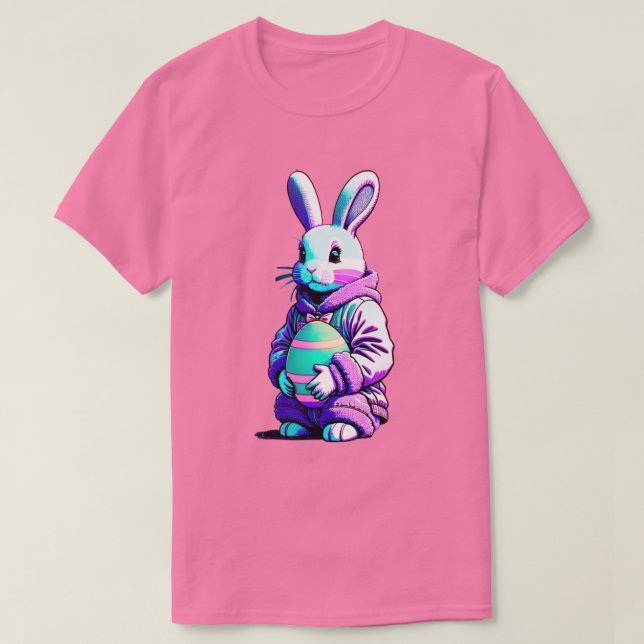 Conejo de Pascua con camiseta de vacaciones estilo (Diseño del anverso)
