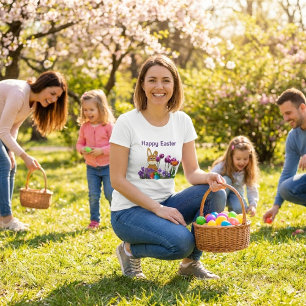 Conejo de Pascua con flores de tulipán camiseta na