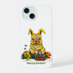 Conejo de Pascua con huevos y flores