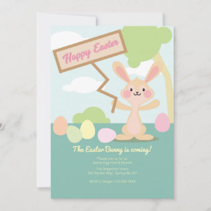 Conejo de Pascua con invitación de cartel