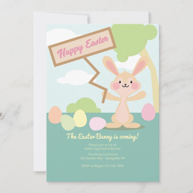 Conejo de Pascua con invitación de cartel (Anverso)