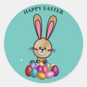 ¡Conejo de Pascua con pegatinas de huevos espumoso