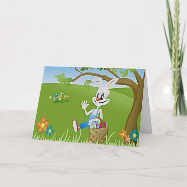 Conejo de Pascua con tarjeta de huevos (Anverso)