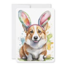 Conejo de Pascua de Corgi en Invitación a Entrenam
