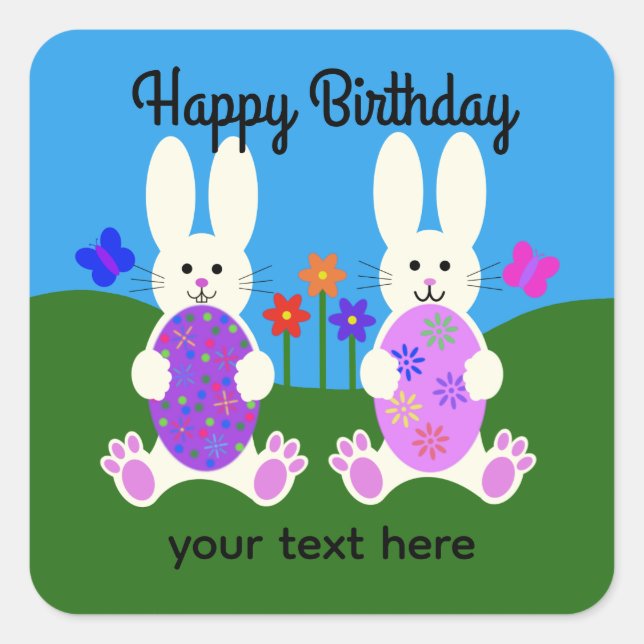 Conejo de Pascua de Cumpleaños #6 Pegatinas (Anverso)