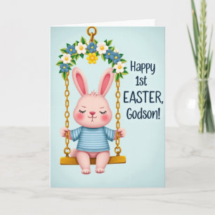 Conejo de Pascua de oro falso primera tarjeta