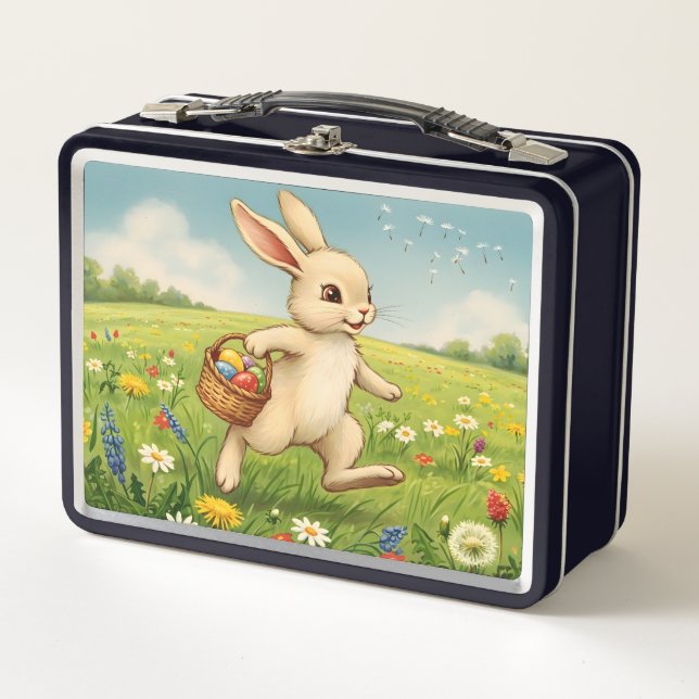 Conejo de Pascua de prado primaveral vintage (Anverso)