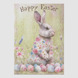 Conejo de Pascua de primavera en papel de seda