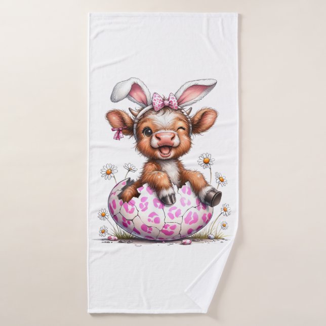 Conejo de Pascua de vaca divertida Amante de vacas (Toalla de baño)