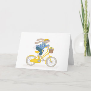 Conejo de Pascua en su tarjeta de bicicleta