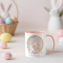 Conejo de Pascua en taza personalizada de jardín