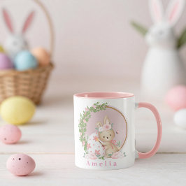 Conejo de Pascua en taza personalizada de jardín