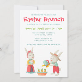 Conejo de Pascua Feliz Invitación a Brunch Floral