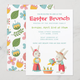 Conejo de Pascua Feliz Invitación a Brunch Floral 