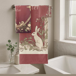 Conejo de Pascua Floral Vintage Art Nouveau Borgoñ