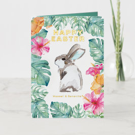 Conejo de Pascua Flores Acuarela