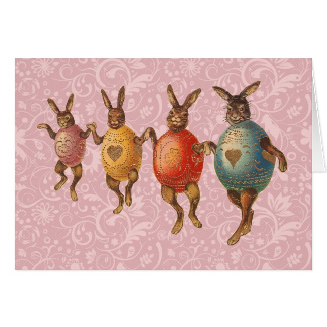 Conejo de Pascua Huevos Bailando (Anverso (Horizontal))