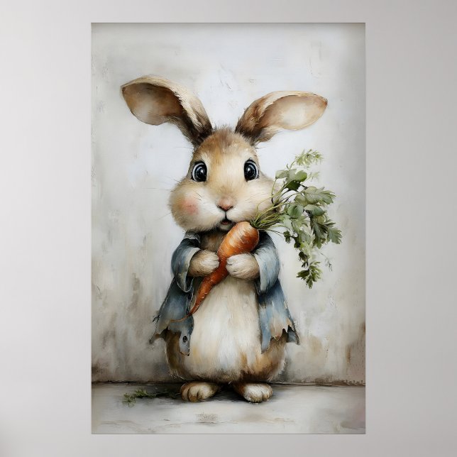 conejo de Pascua impresión de zanahoria, conejo de (Frente)